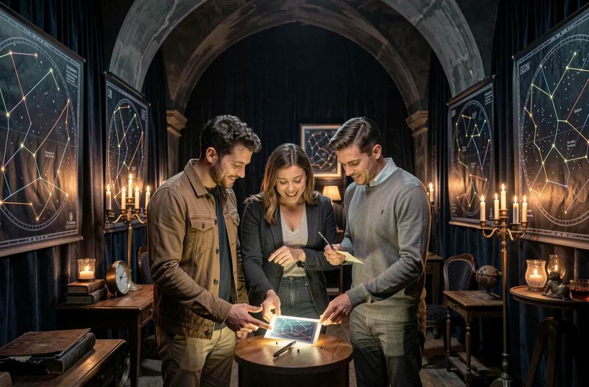 Joueurs dans un escape room à thème nocturne d'Escape Night à Savigny-sur-Braye