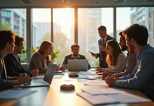 Espace de bureau moderne avec éducateurs collaborant
