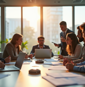 Espace de bureau moderne avec éducateurs collaborant