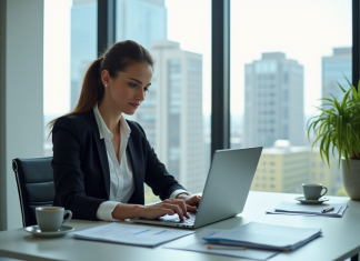 Investir intelligemment en 2025 : quel placement choisir ? Femme d'affaires confiante analysant des données financières