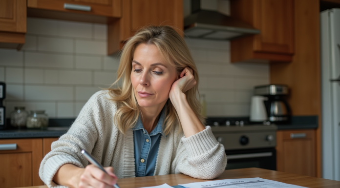 Femme réfléchissant à des prix de nettoyage maison