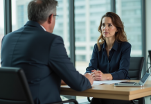 Comment refuser à son patron en toute transparence : conseils et bonnes pratiques Femme en réunion avec son manager au bureau moderne