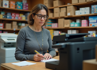Les conséquences inattendues de l’augmentation des prix des cartouches en Espagne Femme espagnole en boutique de fournitures de bureau
