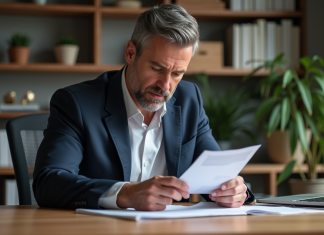 Investissement vs entreprise : quelles différences et impacts ? Homme d'âge moyen au bureau moderne en tenue smartcasual