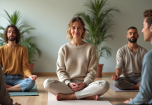 Enseigner la pleine conscience : les meilleures pratiques et conseils Instructrice de pleine conscience avec groupe en intérieur