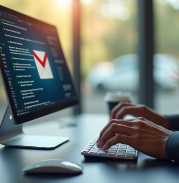 Ecran d'ordinateur affichant une interface webmail moderne en gros plan