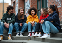 Tendance streetwear : quand est-elle devenue populaire ? Groupe de jeunes adultes en streetwear dans la ville