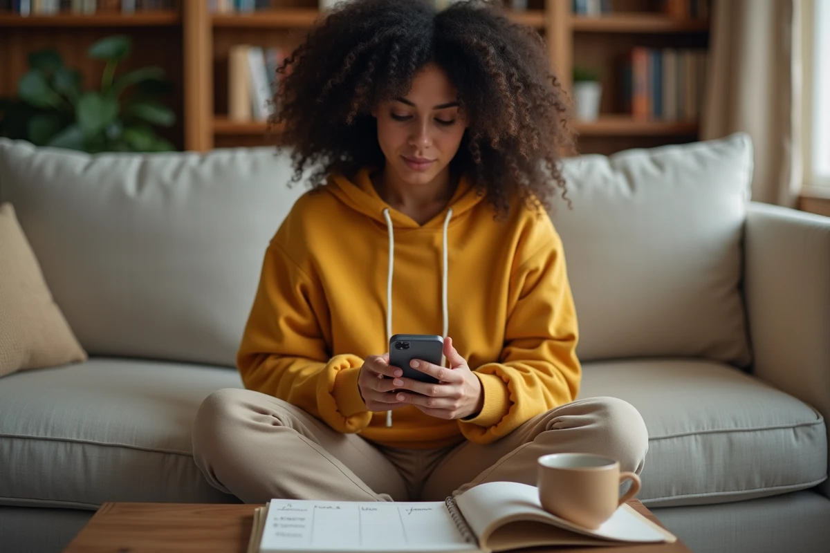 Personne utilisant un outil en ligne sur smartphone pour vérifier les semaines paires et impaires d'une date en 2026
