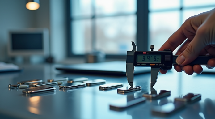 Gros plan sur des cellules de batterie lithium-ion en laboratoire