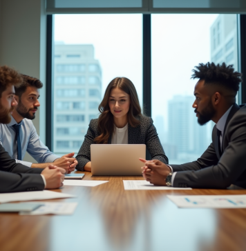 Groupe de professionnels discutant de blockchain consensus