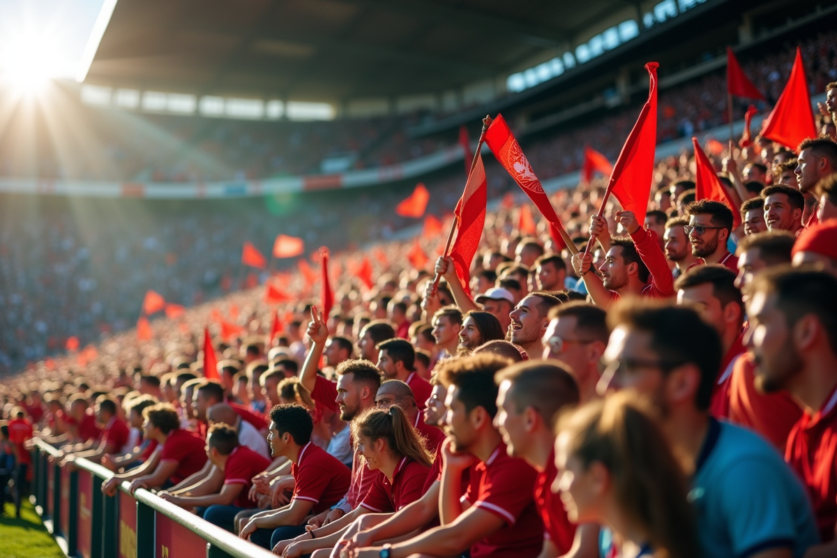 Supporters dans un stade de football en action